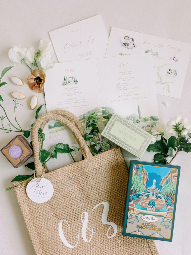 Welcoming wedding guests with a thoughtfully curated welcome basket.
